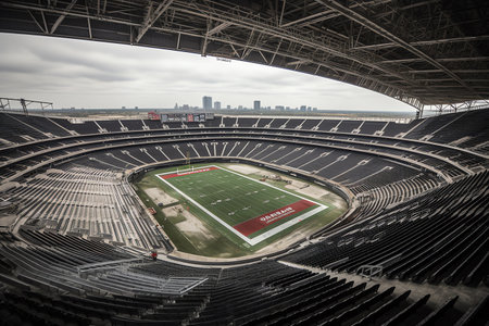 Stadium at midfield. Generative AIの素材