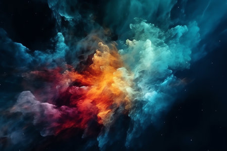 Colorful space galaxy cloud nebula, stary night cosmos, universe science astronomy, supernova background wallpaper. Generative AIの素材