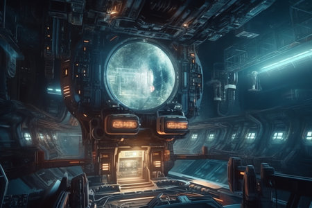 Science fiction space wallpaper illustration background, concept art, science fiction background, strong color. Generative AIの素材