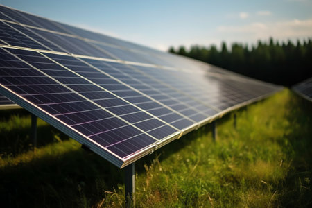 Solar panel generating clean energy. Generative AIの素材