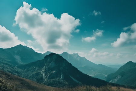 The sky and mountains, a simple background. Generative AIの素材
