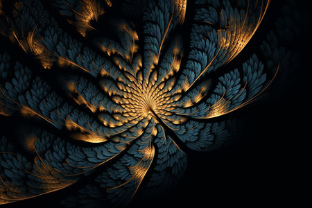 Geometrical digital 3d render fractal amoled texture with high contrasted bloom effect [ chaotic flow collection]. Generative AIの素材