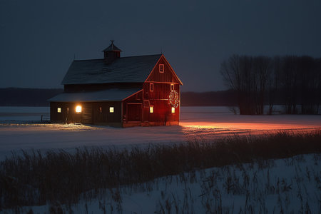 Christmas barn. Generative AIの素材