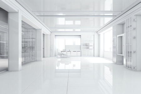 Empty white interior, 3d illustration. Generative AIの素材