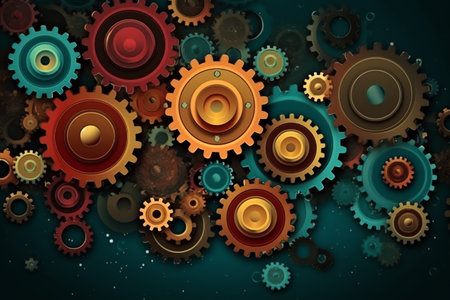 Colorful gears endustrial background vector. Generative AIの素材