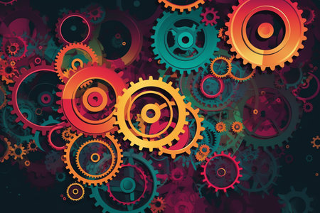 Colorful gears endustrial background vector. Generative AIの素材