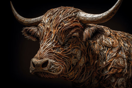 Beautiful horned highland cattle, created using tools. Generative AIの素材
