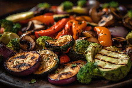 Closeup of grilled vegetables. Generative AIの素材