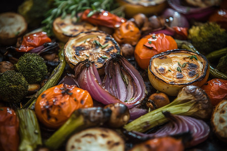 Closeup of grilled vegetables. Generative AIの素材