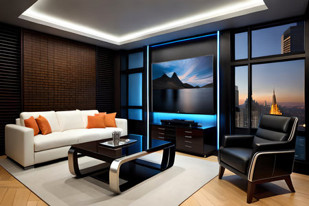 Awesome Gaming Setup From The Future. Elegant Gaming Concept. Stylish Room For Entertainment. Greatest Interior Ever. Generative AIの素材