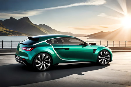 Clean Transportation: Eco-Friendly Car Development And Pollution-Free Driving Concept. Generative AIの素材