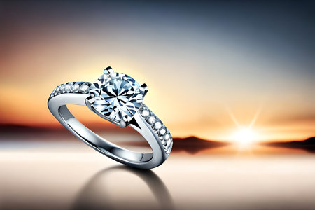 Elegant Diamond Ring Design: Premium Engagement Jewelry Background With Space For Copy. Illustration. Generative AIの素材