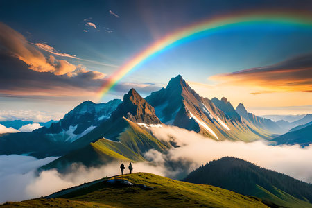 Clouds And Rainbows In The Sky With Text Overlay That Reads, How To Create Your Own Brand Identity. Generative AIの素材