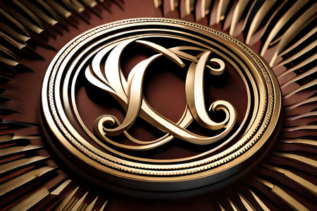 S Letter In A Golden Monogram Relief. Generative AIの素材