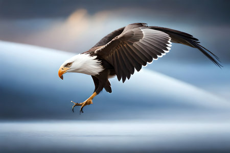 Fly Eagle Bird Isolated white Background. Generative AIの素材