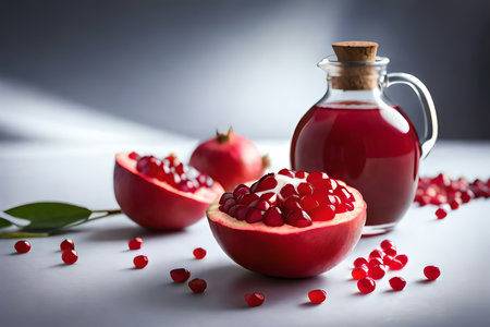 Juicy Red Pomegranate Fruit Isolated, . Generative AIの素材