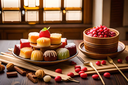Ramadan Sweets/Candies. Photo. Generative AIの素材