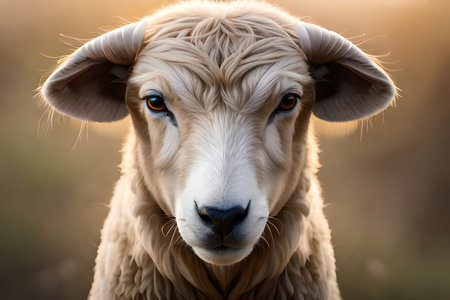 Portrait Of A Sheep Wearing Clothes. Generative AIの素材