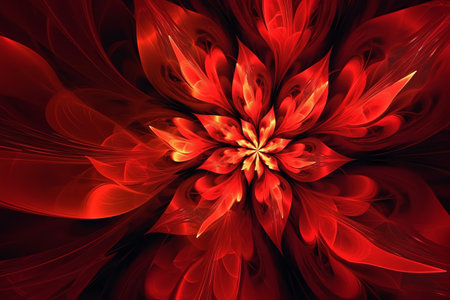 Beautiful abstract red flower wallpaper. Generative AIの素材