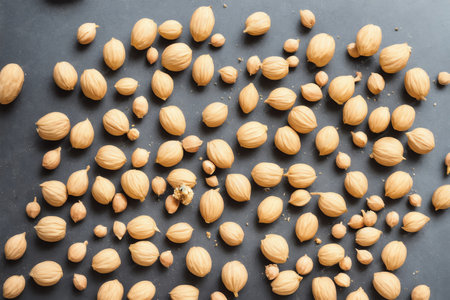 Raw chickpeas on a black background. Close-up.の素材