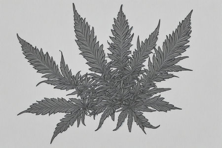 Cannabis leaf on a white background. Hand drawn illustration.の素材