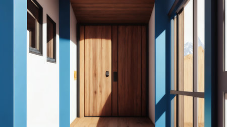 Rustic Laundry Room Furnished With Modern Contemporary Wooden Pieces. Generative AIの素材