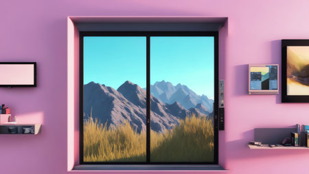 Pastel Background In Office Room. Generative AIの素材