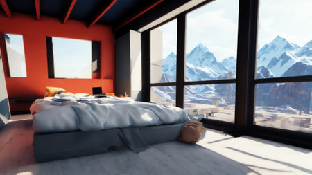 Modern Loft With Chic DÃ©cor. Generative AIの素材