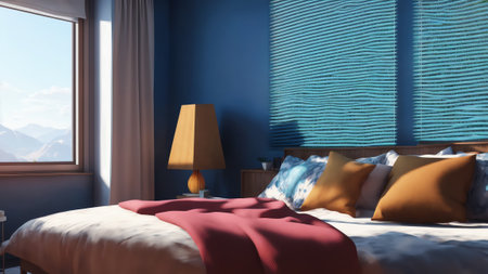 3d Rendering Of Apartment Bedroom With View. Generative AIの素材