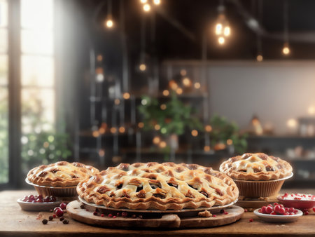 A Table Topped With Lots Of Pies And Pie Dishes. Generative AIの素材