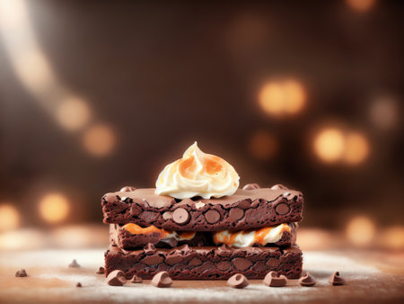 Chocolate Brownies Stacked. Generative AIの素材