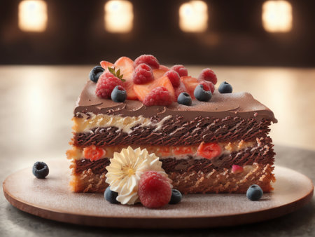 Delicious Black. Est Cake. Cake. Chocolate Cake. Generative AIの素材