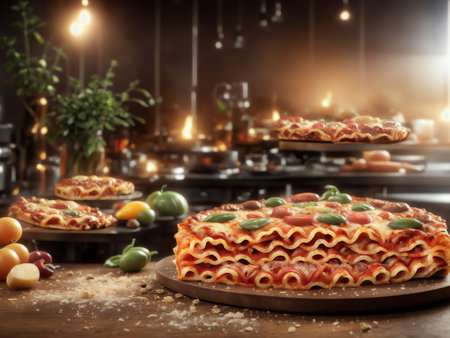 Italian Food Elements Isolated Set. Bundle Of Traditional Dishes Pizza. Lasagna. Spaghetti. Olive. Pasta. Parmesan Cheese. Wine. Sweet Desserts And Other. Illustration In Flat Cartoon Design. Generative AIの素材