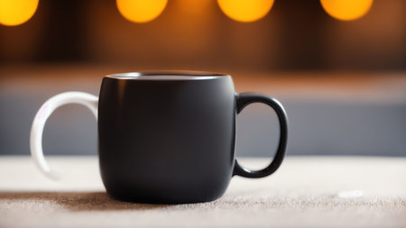 Black Coffee Mug On White. Isolated Design Element. Generative AIの素材