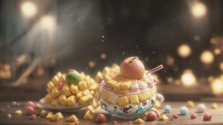 Mango Shake In Aqua Glass. Generative AIの素材