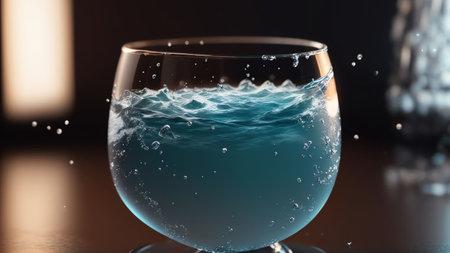 Blue Water 3d Render With Splash And White Isolation. Generative AIの素材
