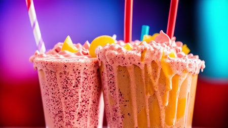 Cherry Milkshake At American Diner Food Photo Equipment. Generative AIの素材