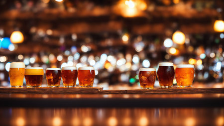 Empty Wood Counter. Product Display In A Pub. Bar. Generative AIの素材