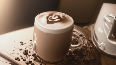 Isolated Latte Coffee. Generative AIの素材