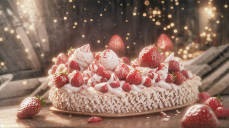 3d Rendering Of Milk. Yogurt And Strawberry Splash On White. Generative AIの素材