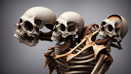 A Couple Of Skulls That Are Next To Each Other. Generative AIの素材