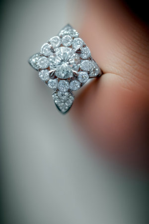 A Close Up Of A Person'S Hand Holding A Diamond Ring. Generative AIの素材
