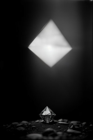 A Black And White Photo Of A Diamond. Generative AIの素材