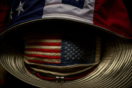 A Patriotic Hat With The American Flag On It. Generative AIの素材