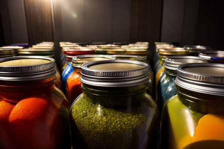 A Group Of Jars Filled With Different Types Of Food. Generative AIの素材