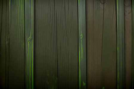 A Wooden Fence With Green Paint On It. Generative AIの素材
