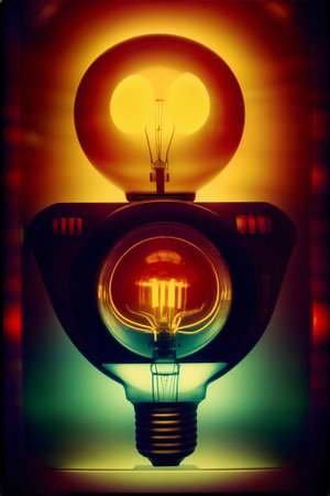 A Light Bulb Sitting On Top Of A Table. Generative AIの素材