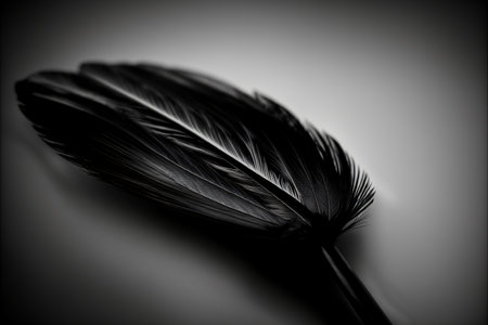 A Black And White Photo Of A Feather. Generative AIの素材