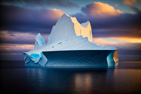 A Large Iceberg Floating On Top Of A Body Of Water. Generative AIの素材