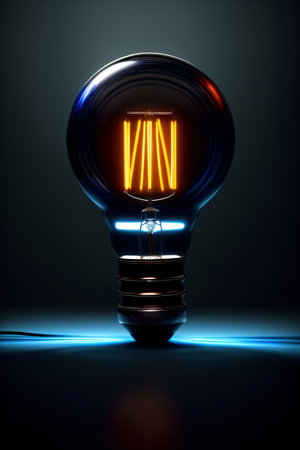 A Glowing Light Bulb With The Word Win On It. Generative AIの素材